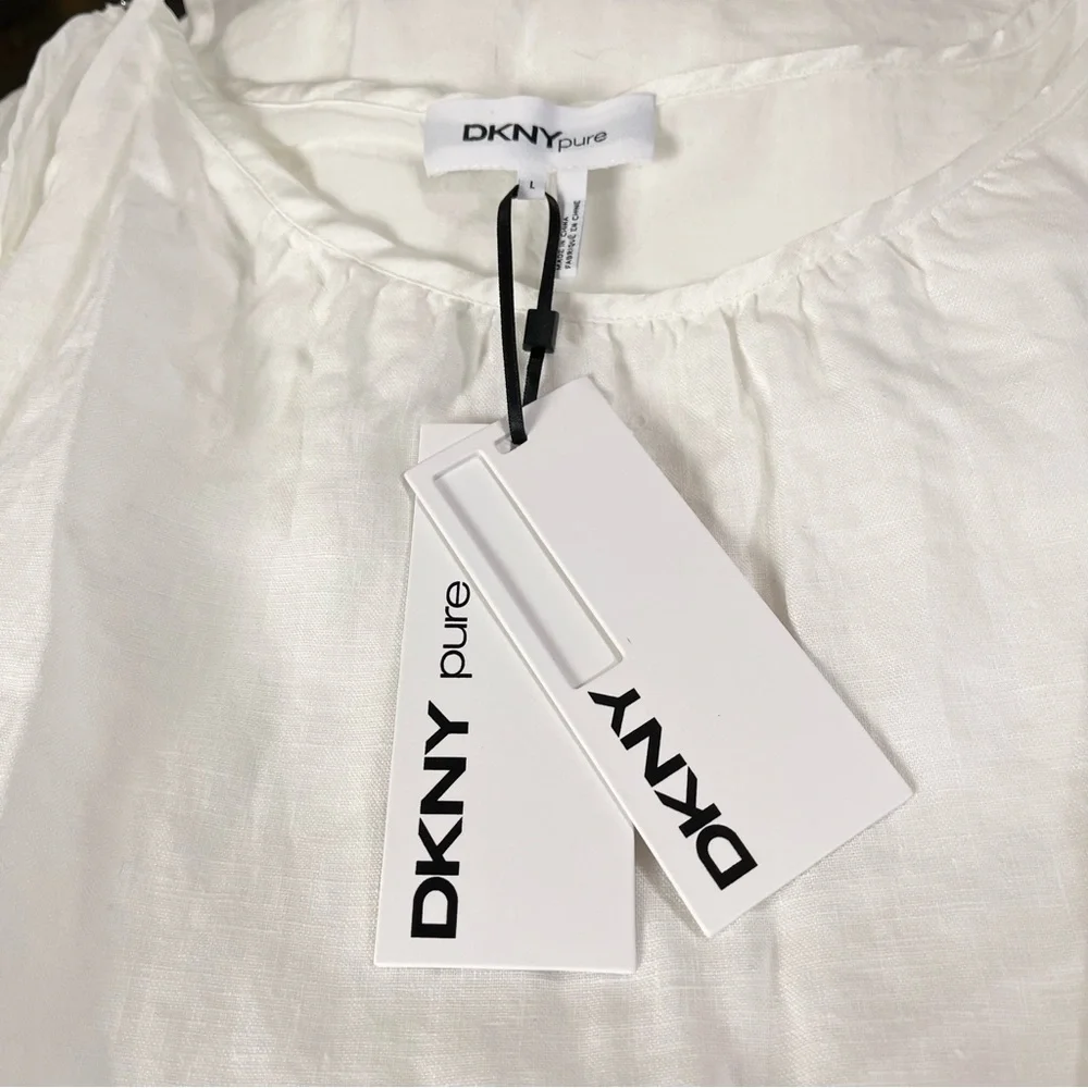 💥NWT💥 DKNY PURE White Chambray Slip Dress Size Large - Picture 4 of 5